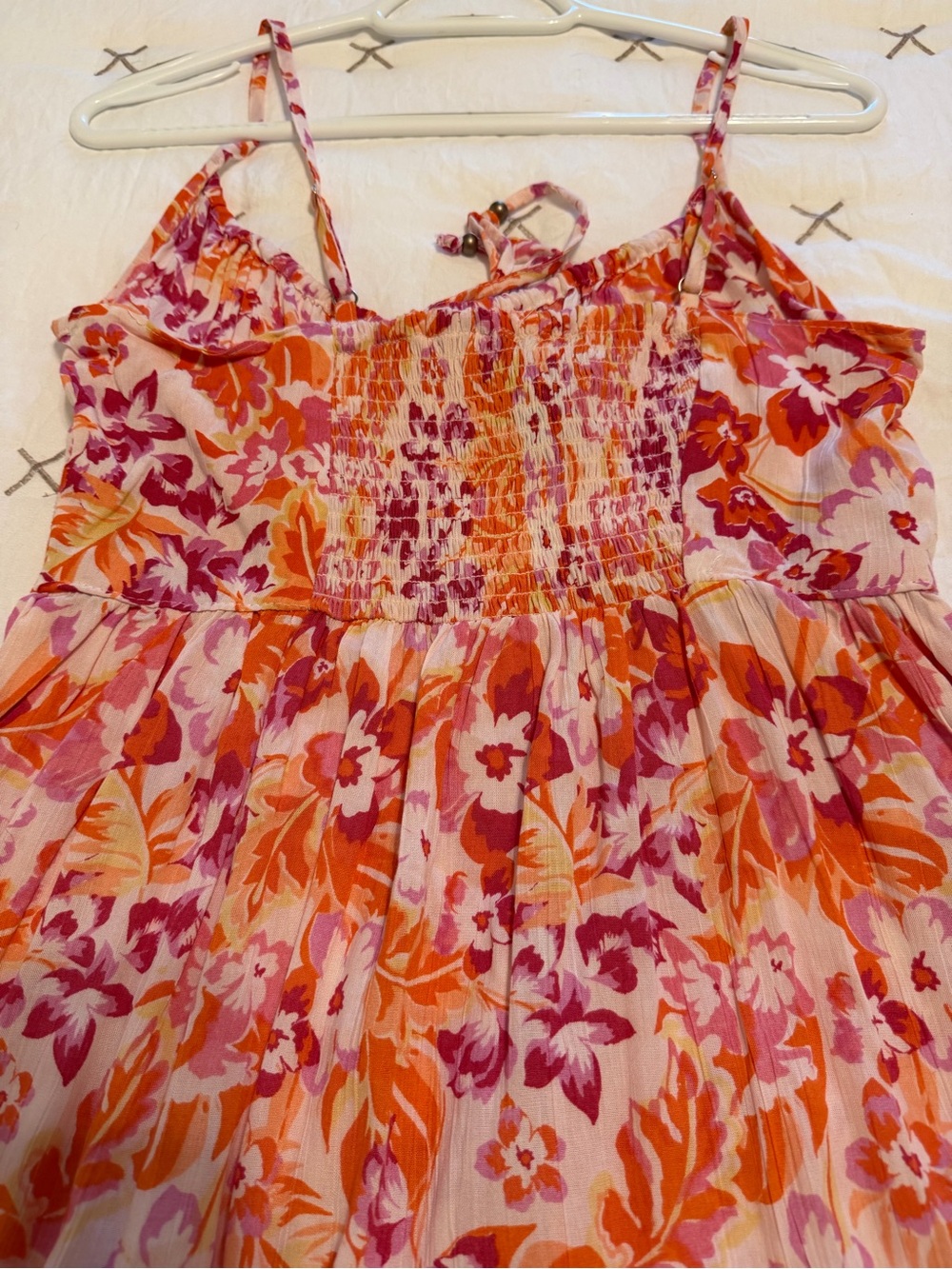 Angie Pink Orange Floral Smocked Mini Sundress NWT - Picture 14 of 14